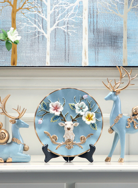 客厅玄关电视柜酒柜闺蜜新人结婚礼品乔迁新居喜字摆件鹿装饰实用