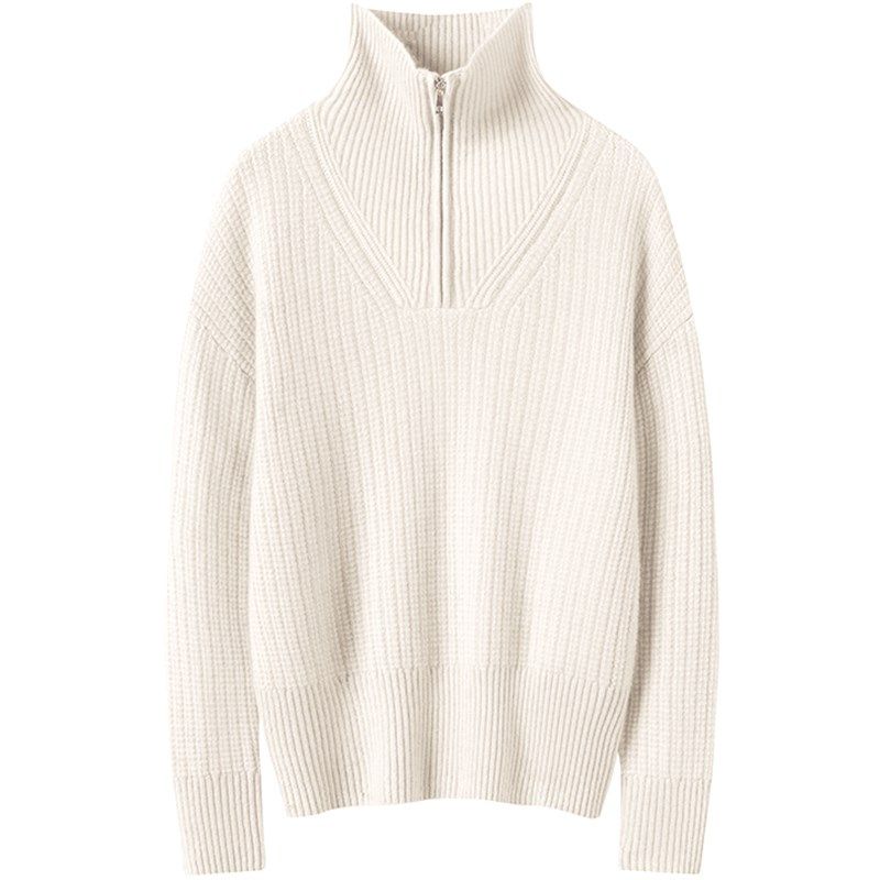 气质内敛又夺目~重磅加厚半拉链100纯山羊绒女针织套头毛衣,淘宝优惠券,粉丝福利购,淘宝优惠卷