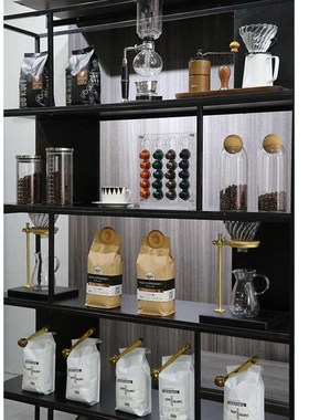 展厅橱柜样板间厨房层架储物罐西餐厅咖啡店摆件咖啡主题软装饰品