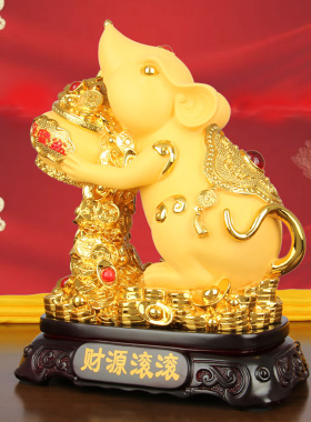 老鼠摆件财源滚滚招财十二生肖鼠创意客厅电视柜办公室酒柜装饰品