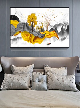 卧室床头装饰画现代简约客房房间单幅挂画背景墙壁画酒店宾馆墙画