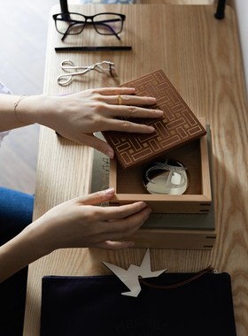 若奈家居 HERM*Swood/描金收纳盒实木榫卯大容量装饰摆件