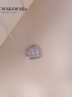 满镶钻爱心项链s925纯银项链女款