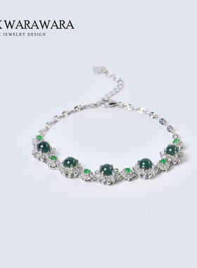 BOXWARAWARA银镶翡翠蓝水手链女