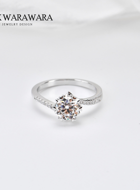 经典六爪莫桑钻戒指女时尚轻奢