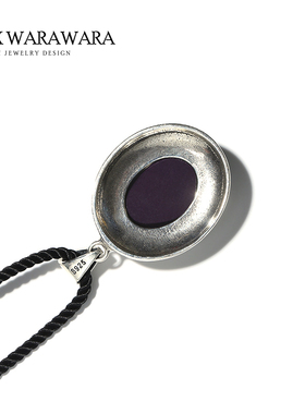 BOXWARAWARA原创银镶黑曜石项链