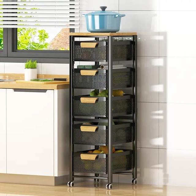 Household storage rack floor-standing trolley multi-layer kitchen supplies storage rack fruits and vegetables seasonings storage rack