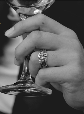 蒙客纯银男士兽面纹复古戒指男个性潮男霸气食指潮人情侣开口指环