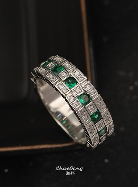 迷宫满钻皓石戒指男欧美潮流个性设计高级感精致指环女时尚饰品