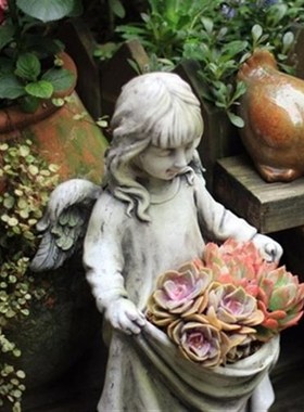 天使摆件欧式做旧花园装饰复x古庭院户外园艺院子雕塑幼儿园小仙