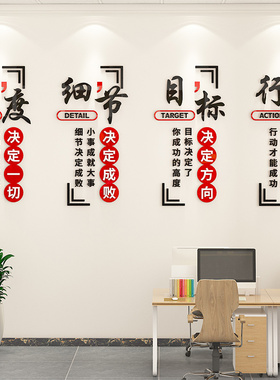 公司墙纸企业文化贴纸办公室贴墙励志标语立体企业文化背景墙定制