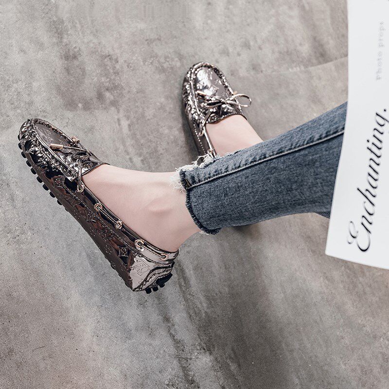 平底豆豆鞋女2022春秋季新款韩版百E搭防滑孕妇社会驾车漆皮单鞋,淘宝优惠券,粉丝福利购,淘宝优惠卷