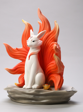 陶瓷九尾灵狐招财堂口供奉摆件