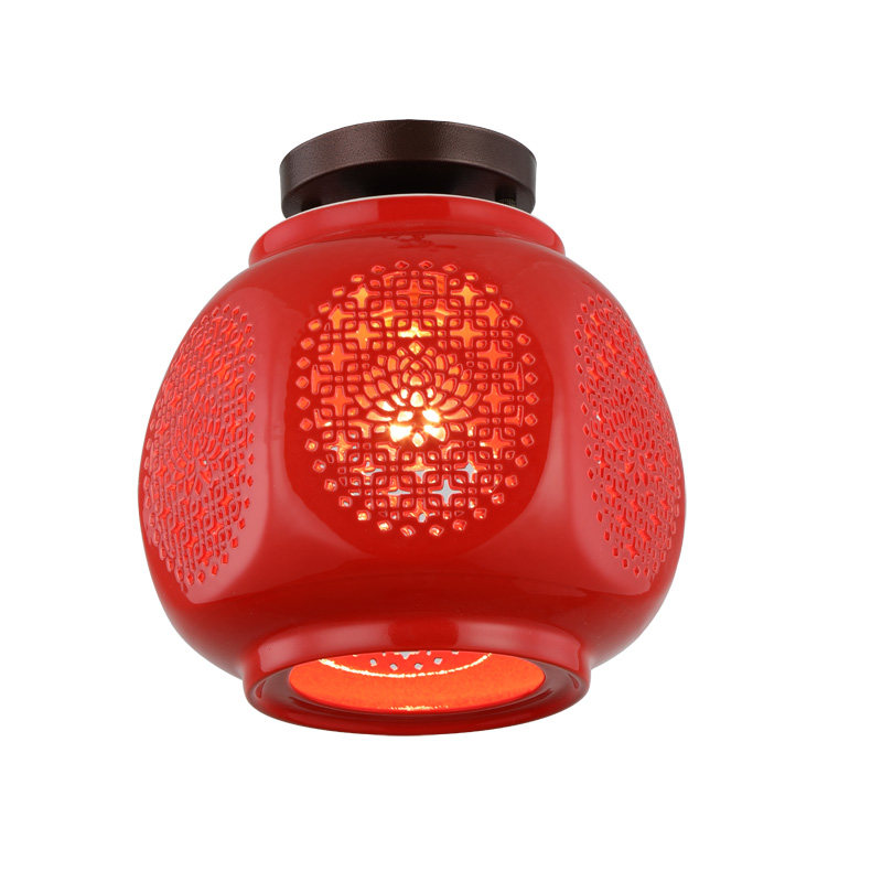 阳台红灯笼过道灯玄关吸顶灯门厅走道灯现代简约中式陶瓷吸顶灯,淘宝优惠券,粉丝福利购,淘宝优惠卷