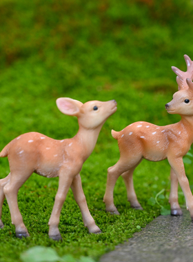 微景观仿真梅鹿桌面客厅玄关装饰摆设盆景园艺布景树脂小鹿