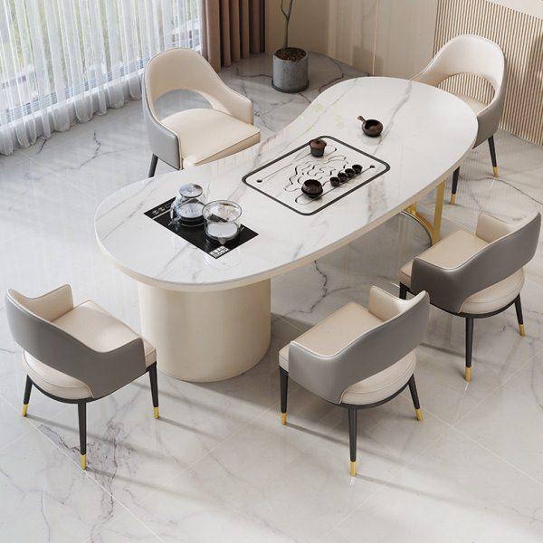 岩板茶桌椅组合现简约轻奢家用阳台小茶台泡茶桌公室一桌五椅,淘宝优惠券,粉丝福利购,淘宝优惠卷