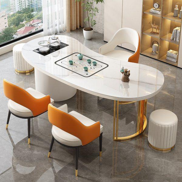 岩板茶桌椅组合现简约轻奢家用阳台小茶台泡茶桌公室一桌五椅,淘宝优惠券,粉丝福利购,淘宝优惠卷