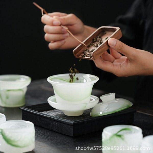 扳指杯琉璃茶具套装家用功夫盖碗泡茶整套公送礼商务档礼品,淘宝优惠券,粉丝福利购,淘宝优惠卷