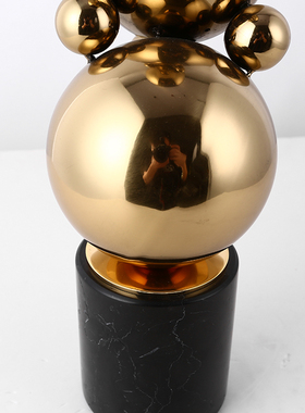 现代简约样板间圆球不锈钢铜色摆件工艺品软装摆设品装饰品家具店