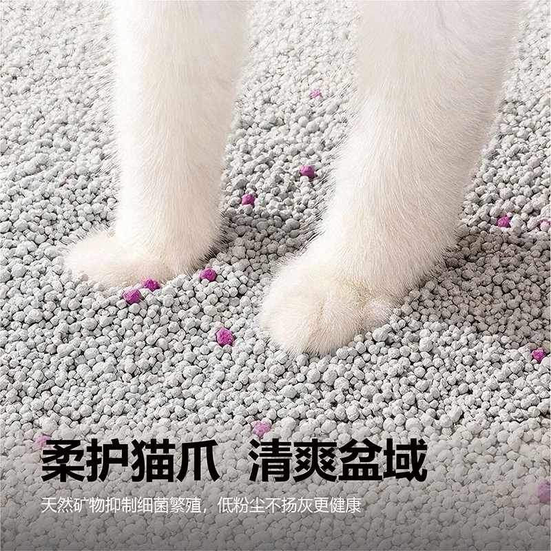Pokpaw膨润土猫砂2.5kg快速吸水易结团不粘底猫厕所除臭无尘猫砂