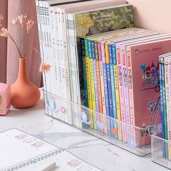 Acrylic Booklite Extra Large Size Slant Storage Box Transparent Three-dimensional Bookshelf U-shaped Storage Box Student Door Household