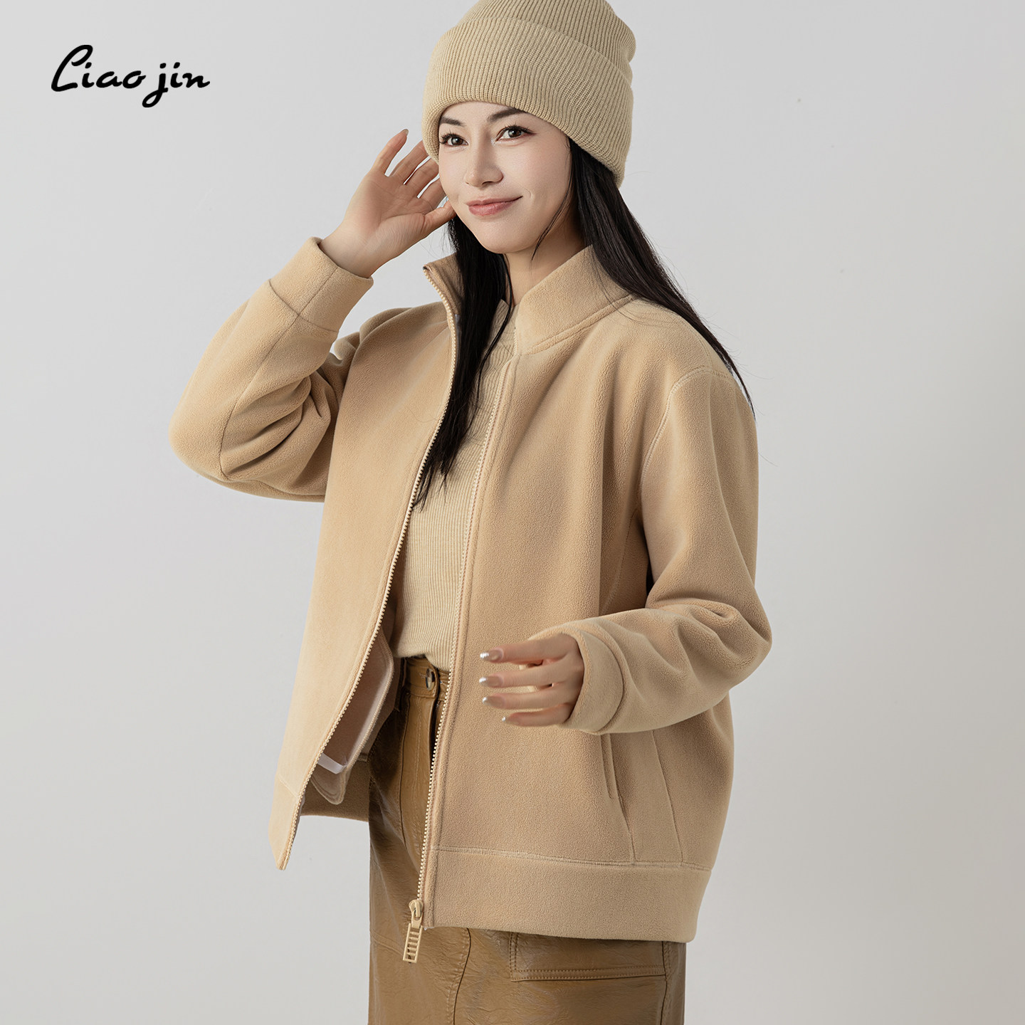 辽锦柞蚕丝高端奥粒绒外套女新款高领加绒加厚保暖防寒2025新款,淘宝优惠券,粉丝福利购,淘宝优惠卷