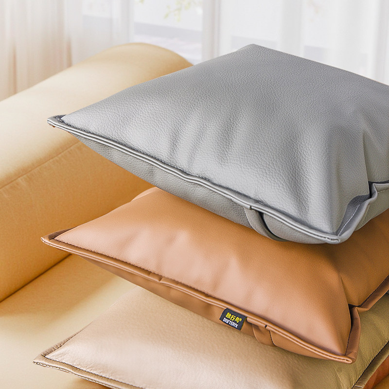 仿真皮仿牛皮超厚沙发靠枕抱枕防水防尘客厅靠垫办公室床上防猫抓,淘宝优惠券,粉丝福利购,淘宝优惠卷