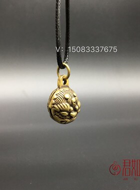 铜器纯铜兽面狮头铜铃铛小号迷你铜铃铛牛狗猫铃铛挂件风铃小铃铛
