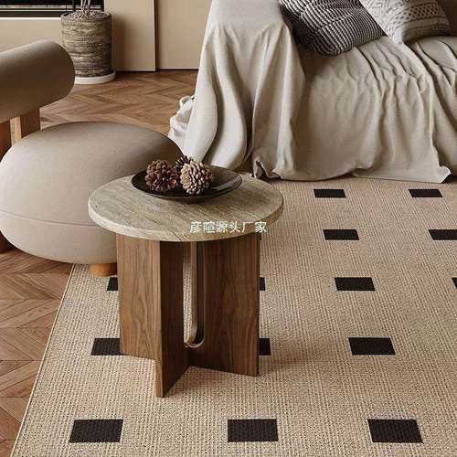 小户型复古原木家用客厅沙发洞石边几卧室床头移动圆桌阳台小茶几 - 图2