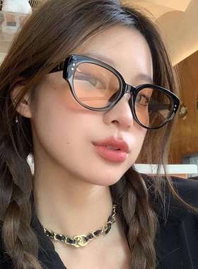 超轻框墨镜高清偏光镜白色猫眼太阳镜女潮高级感眼镜男可配近视镜