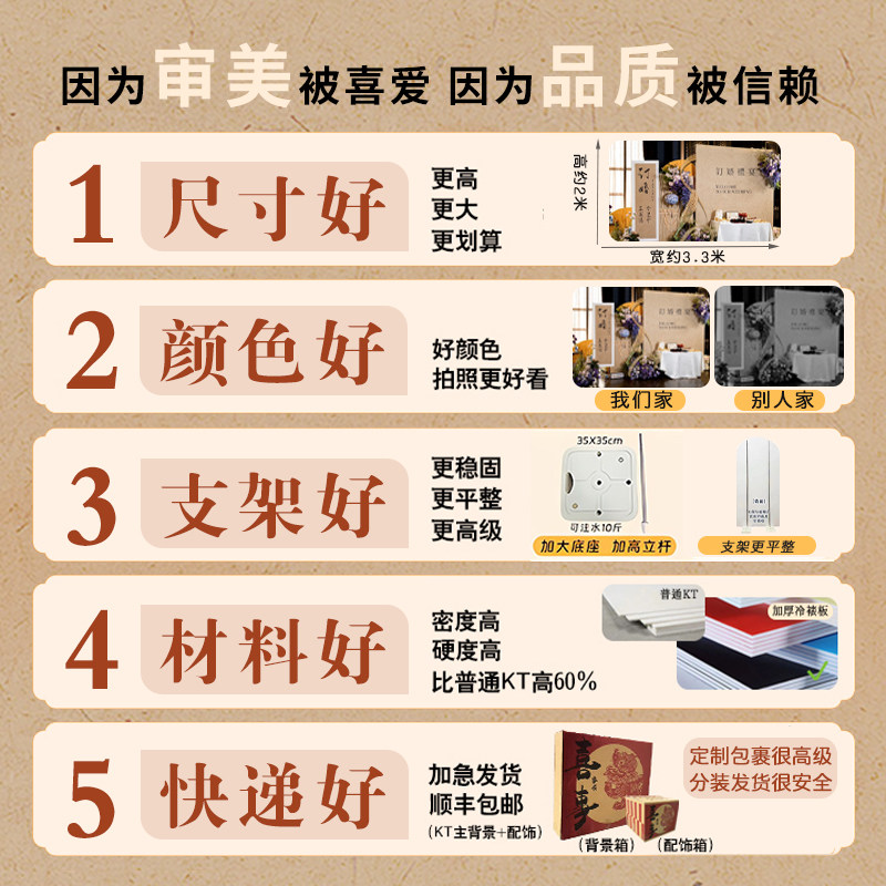 订婚宴布置简单大气仪式感高级装饰香槟色kt板背景墙一整套餐用品,淘宝优惠券,粉丝福利购,淘宝优惠卷