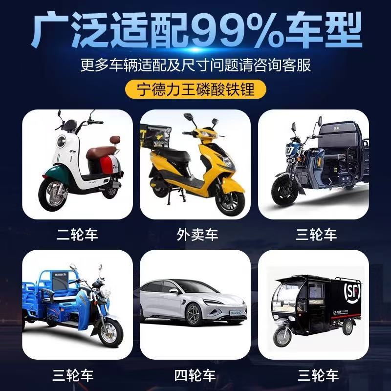 全新宁德时代磷酸铁锂电池60V72V48V电动车三四轮三元大容量电瓶 - 图1