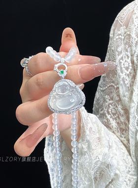 高冰玉髓天然佛公项链女