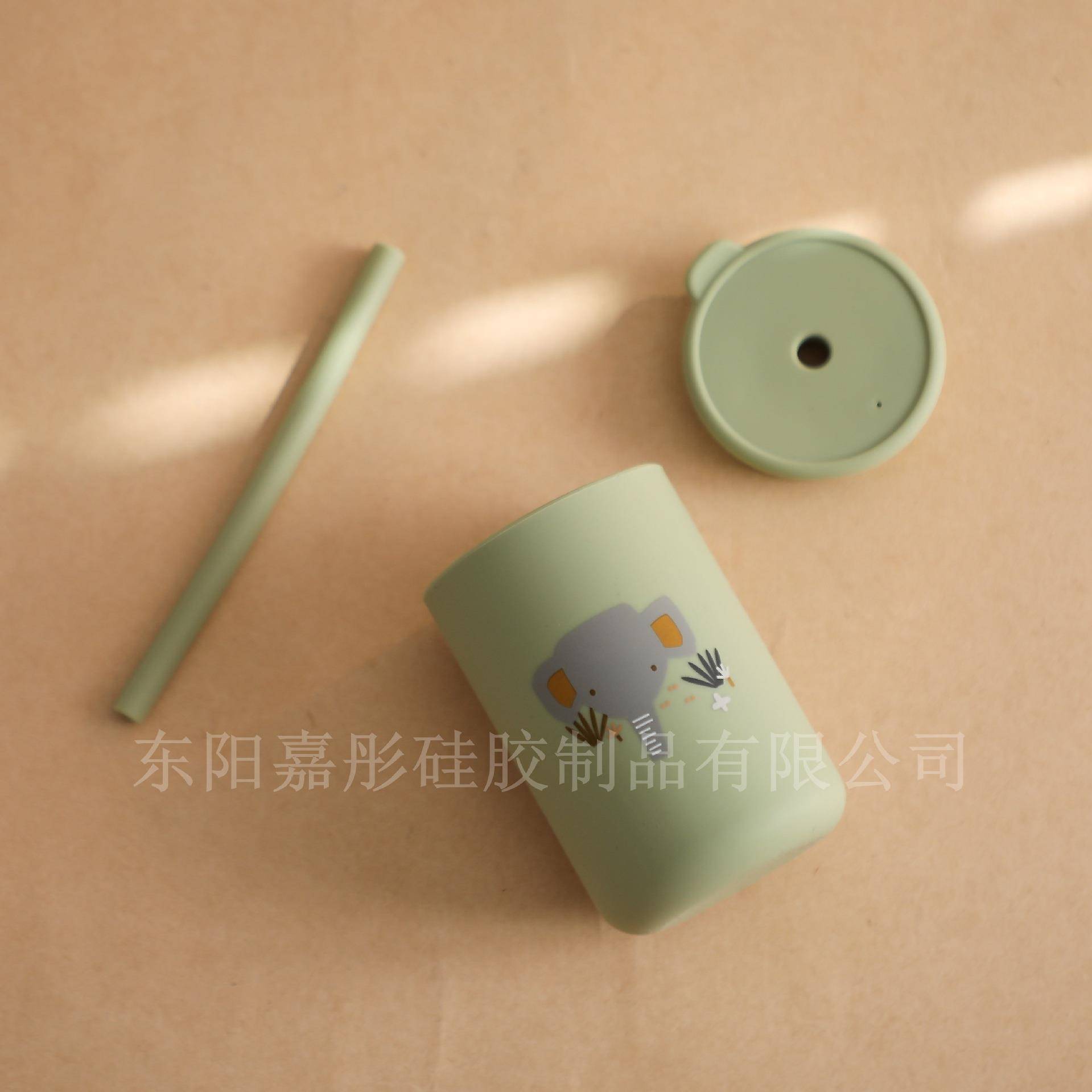 儿童卡通水杯硅胶印刷学饮杯宝宝防摔喝水训练杯子婴儿硅胶水杯 - 图0