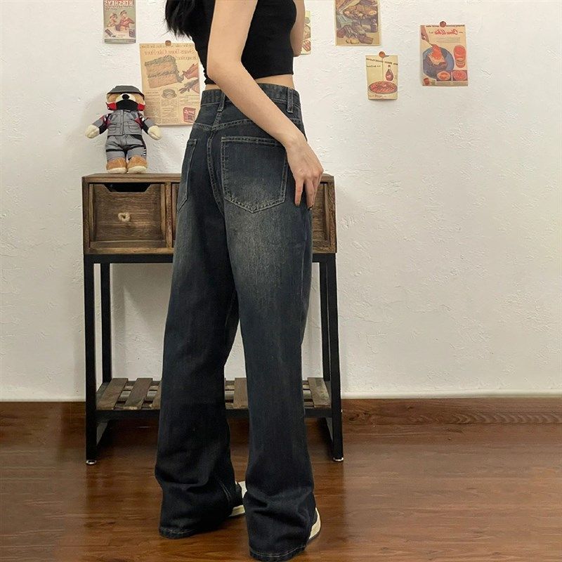 300斤大码美式复古微喇牛仔女胖mm高腰显瘦宽松直筒拖地阔腿裤子2,淘宝优惠券,粉丝福利购,淘宝优惠卷