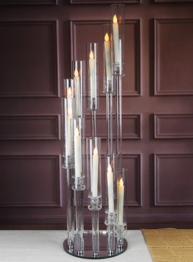 水晶蜡烛烛台婚礼装饰布置路引灯酒店婚庆浪漫装饰5头玻璃蜡烛台