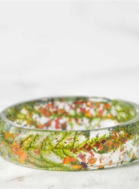 真苔藓戒指,自然戒指,树脂绿苔戒指,玻璃容器首饰,绿色戒指