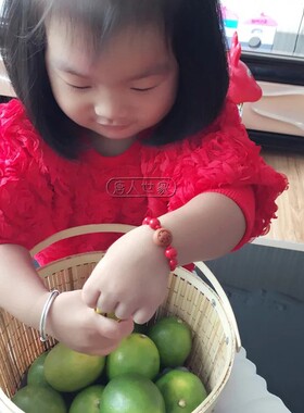 男女婴儿童宝宝压惊手链朱砂桃木桃胡手绳脚绳