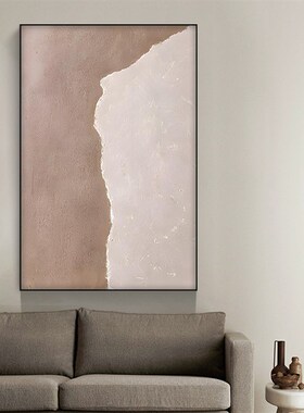 侘寂风客厅靠墙饰画现代手绘油画软背景墙设计师挂画