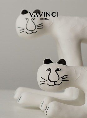 梵其简约现代g抽象动物大脚虎陶瓷摆件样板房儿童房玄关桌面装饰