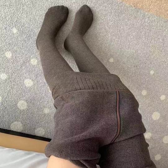 Japanese mutton fat socks high quality 380g autumn and winter warm leggings for women plus velvet and thickened high-waisted pantyhose to look slim
