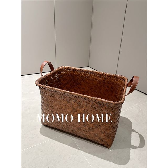 MOMO HOME household dirty clothes storage basket dirty clothes basket put clothes snacks toys bamboo weaving rattan weaving