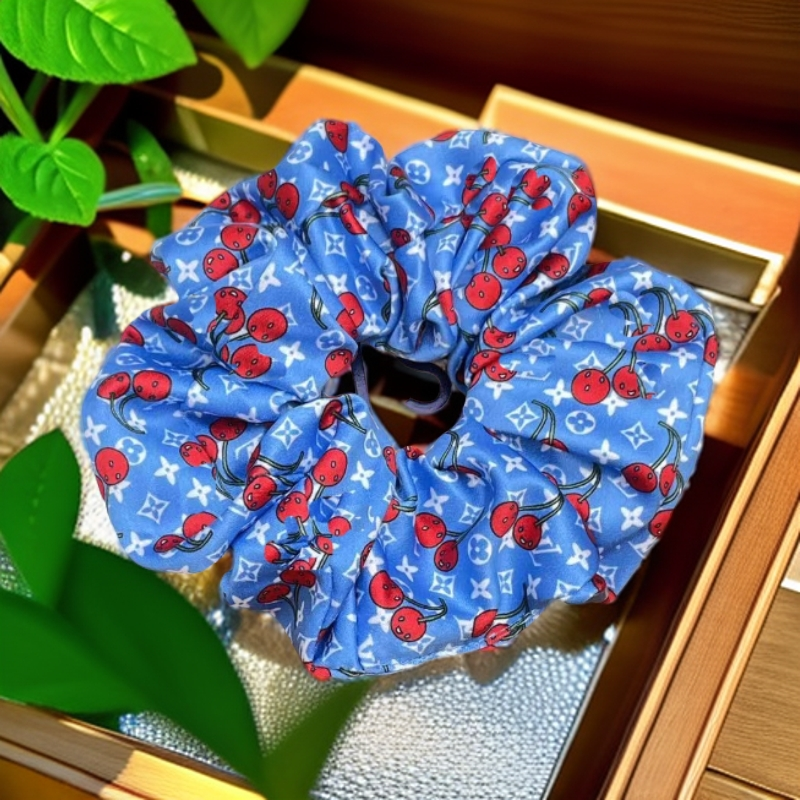 24号L字母樱桃新款发圈大肠圈复古百搭简约发绳马尾发绳 - 图0