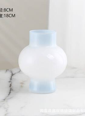 中古芬顿高颜值玻璃花瓶法式 ins奶玉色客厅插花摆件花器居家装饰