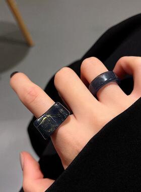 潮韩国风小众简约亚克力戒指女网红同款不规则透明指环手饰品