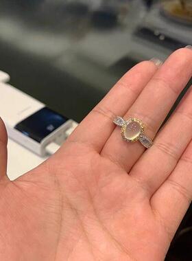 法式轻奢冰闪钻蛋面戒指女简约冷淡风指环小众个性设计感食指戒