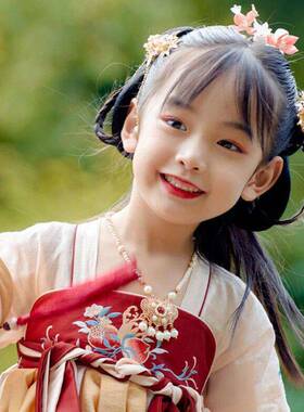 儿童汉服项链女童古装配饰手工日常宋风明制璎珞如意锁珍珠项链