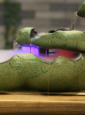 假山流水喷泉家居装饰工艺礼品招财风水轮加湿器S客厅办公室小摆