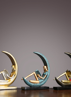 创意艺术摆件少女桌面装饰工艺品美式家居客厅书柜电视柜摆设套装