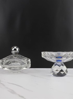 北欧简约轻奢水晶糖果果盘摆件样板房居家客厅桌面茶几工艺装饰品